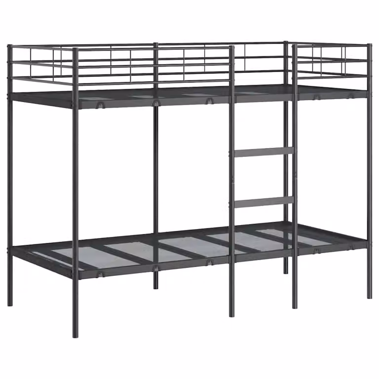 Berkfield Home Metal Single Bunk Bed in Black, W/D/H: 90 x 190 cm