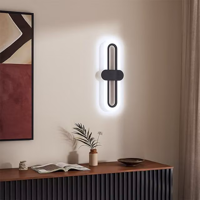 Livingandhome Nordic Oval Shaped LED Wall Light in White