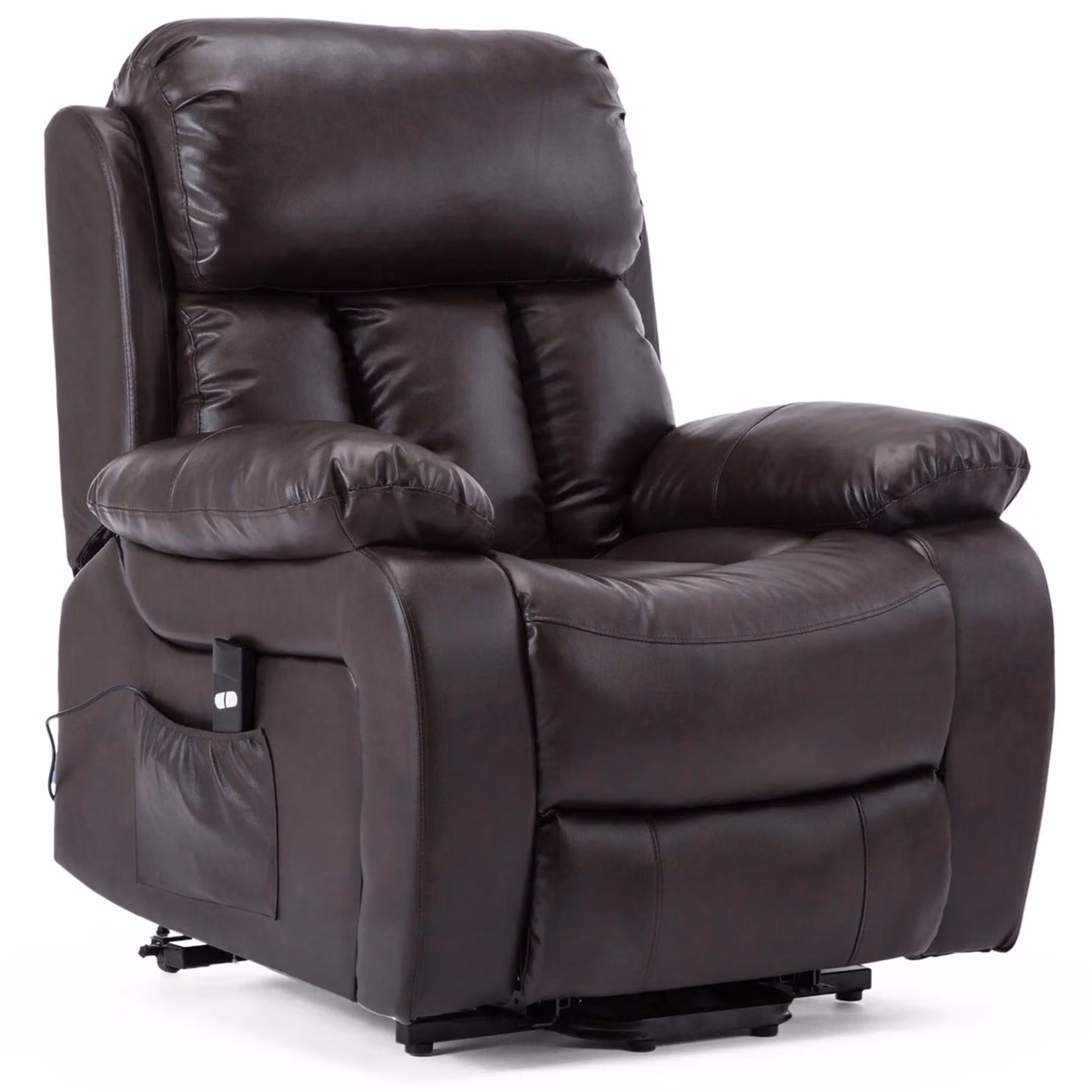 More4Homes Chester Single Motor Rise Recliner Heat and Massage Chair in Brown Bonded Leather – 2