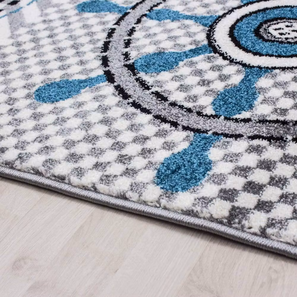 Bravich Grey and Multicolour Nautical Sailor Kids Rug, W: 120 cm, D: 170 cm – 5