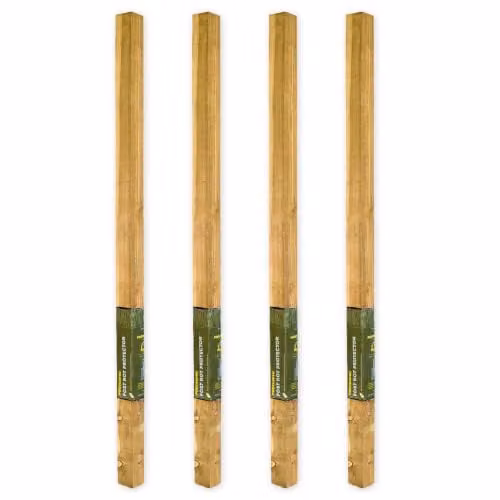 Postsaver Pack of 4 Brown Square Pressure-Treated Wood Fence Posts, 7.5 x 7.5 cm, Length: 183 cm – 1