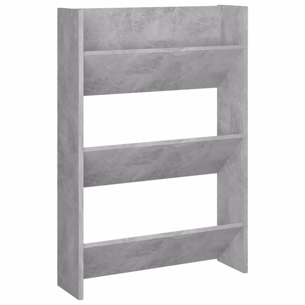 Berkfield Home Wall Mounted Shoe Cabinet in Concrete Grey, W/D/H: 60 x 18 x 90 cm – 2