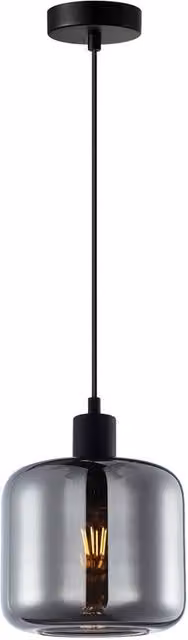 Netlighting Maluna Dome Pendant Ceiling Light in Black and Grey Smoked Glass