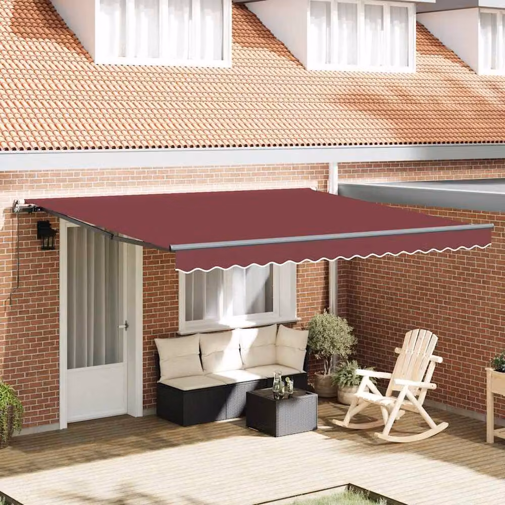 Berkfield Home Manual Retractable Awning in Burgundy, W: 400 cm, D: 300 cm – 2