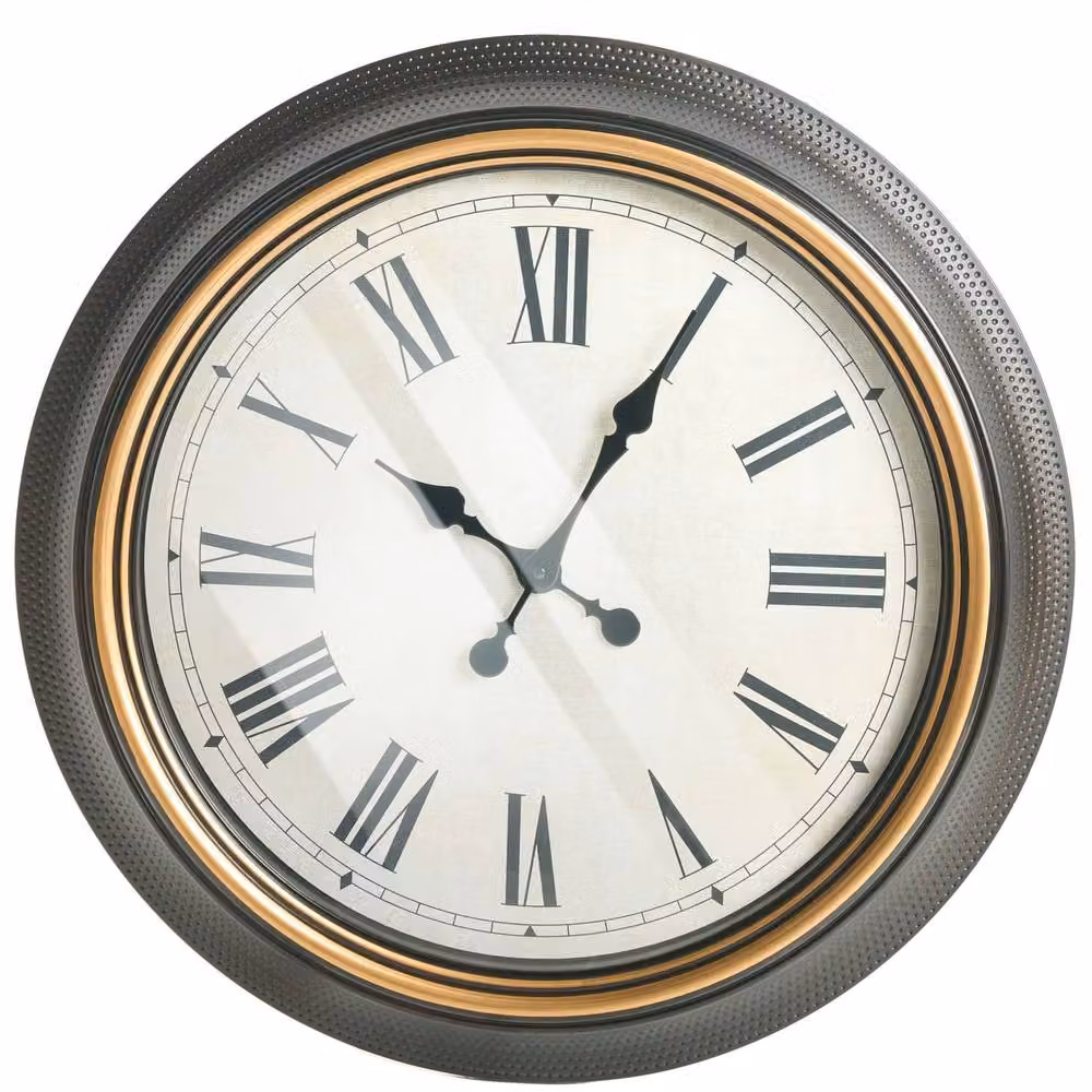 Wyld and Coco Vintage-Inspired Round Analog Wall Clock in Black, Diameter: 63 cm – 2