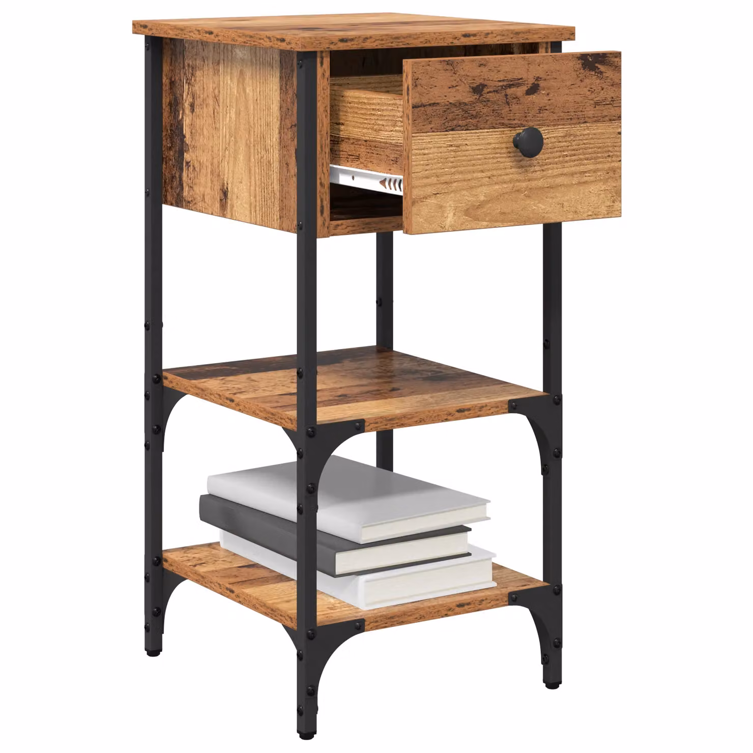 Berkfield Home Set of 2 Bedside Cabinets in Brown Old Wood, W/D/H: 34 x 36 x 70 cm – 3