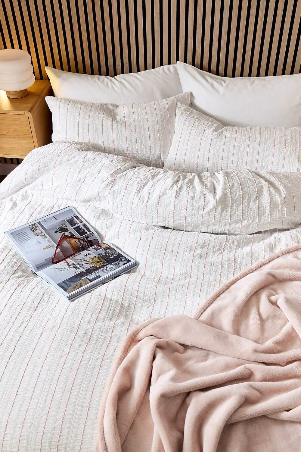 Helena Springfield Pink Waffle Stripe Reversible Duvet Cover and Pillowcase Set, Single (90 x 200 cm) – 2