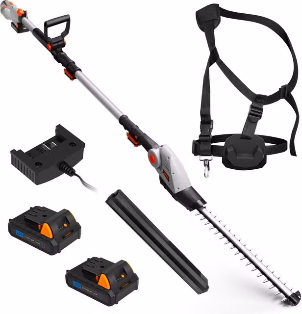 VonHaus Cordless 20V Reciprocating Pole Hedge Trimmer, Grey