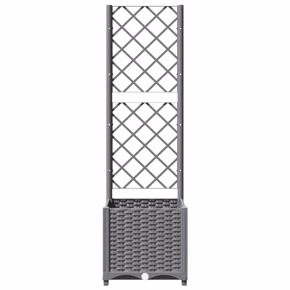 Berkfield Home Garden Planter with Trellis in Grey, W/D/H: 40 x 40 x 136 cm – 3