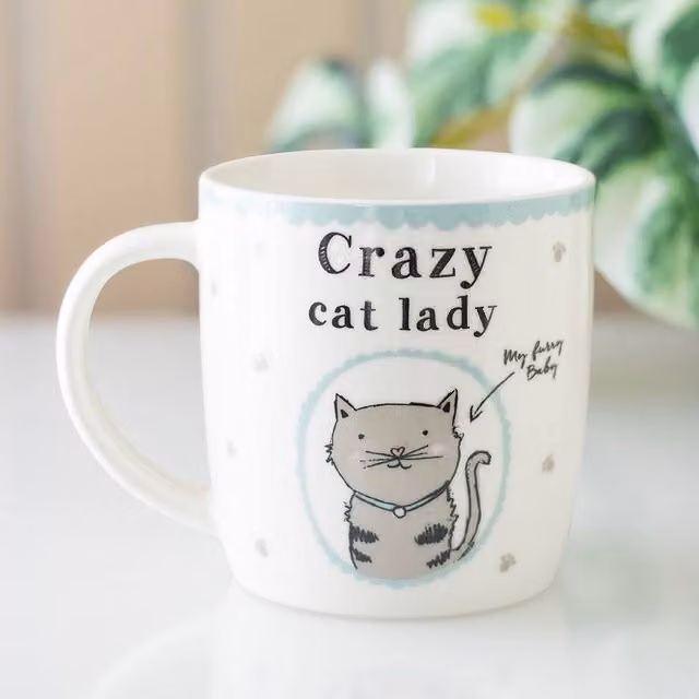 Uniqueful Women's Crazy Cat Lady Ceramic Mug in White