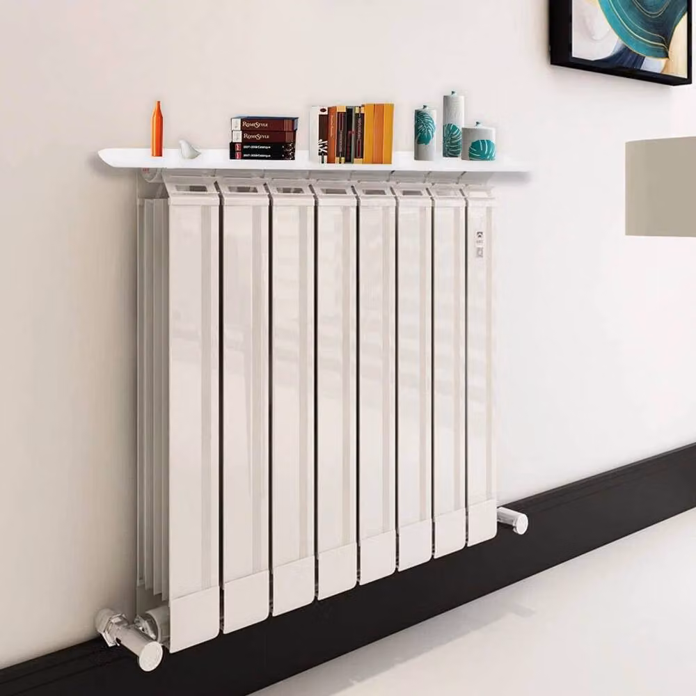 FLAVORA White MDF Radiator Shelves with Wall Brackets, W: 50 cm, D: 14.5 cm, H: 1.8 cm – 3