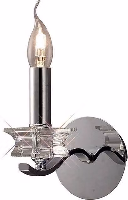 Netlighting Nydia Modern Wall Lamp with Grey Crystal and Polished Chrome Finish, E14 – 1