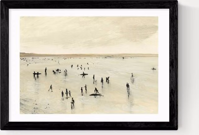 East End Prints Croyde Multicolour Framed Landscape Wall Art Print in Black