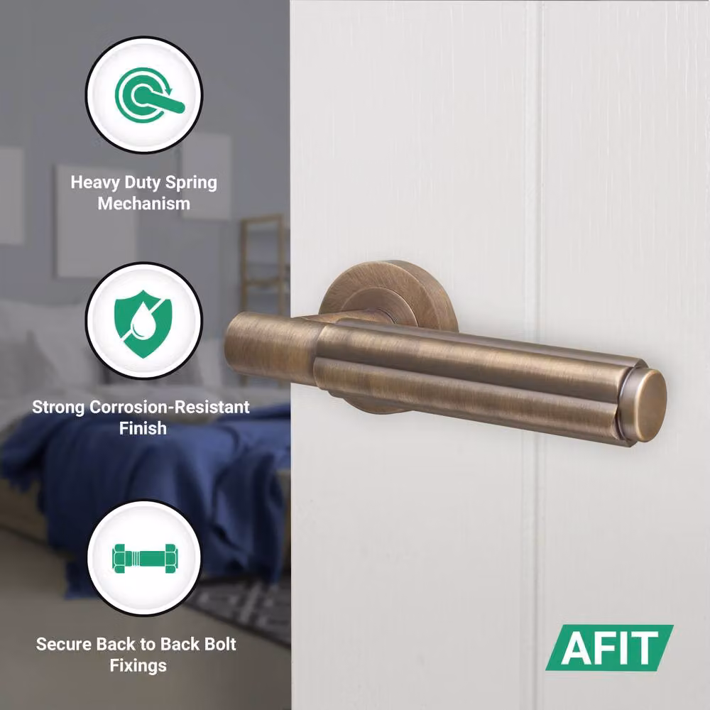 AFIT Antique Brass Door Handle Latch Set in Bronze – 2