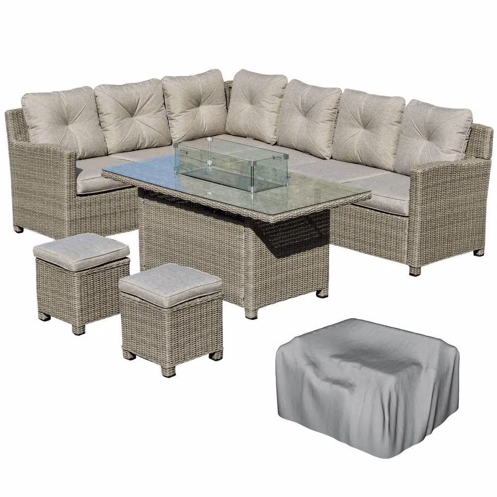 STILVORA Modern 8-Seater Grey Garden Sofa with Metal Frame – 2