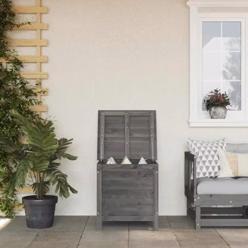 vidaXL Garden Storage Box in Anthracite, Solid Fir Wood, W/D/H: 50 x 49 x 56.5 cm – 2