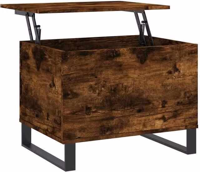 Berkfield Home Modern Smoked Oak Coffee Table in Brown with Lift Mechanism, W: 60 cm, D: 44.5 cm, H: 45 cm