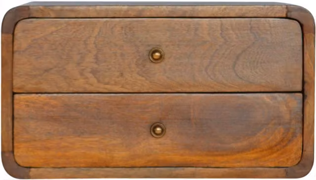 KDMK Minimalist Mango Wood Wall Mounted Bedside Table in Brown