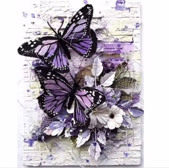 Syntego Purple Butterfly Abstract Diamond Painting Kit in Multicolour and Yellow
