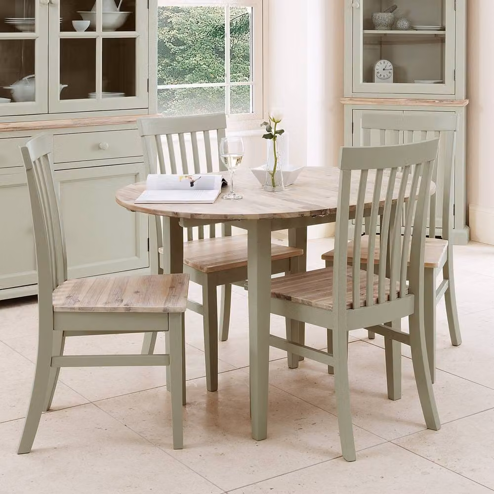 Statement Furniture Florence Highback Dining Chairs Set of 4 with Acacia Wood Seats in Sage Green, W45 x D53 x H94 cm – 2