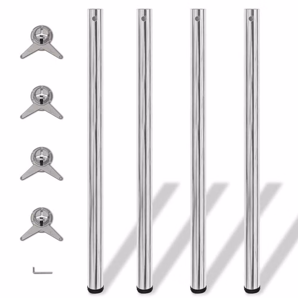 Berkfield Home Sturdy Height Adjustable Table Legs in Chrome Silver, Height: 110 cm – 2
