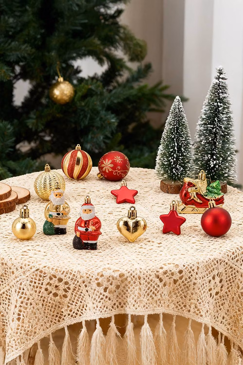 Living and Home 72-Piece Multicolour Christmas Hanging Decoration Set with Santa Claus, Sled, Stars and Hearts – 3