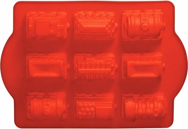 Orsina Hallie Red Silicone Cake Pop Mould with 9 Train Design