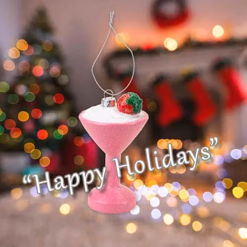 VFM e-Store Glitter Cocktail Christmas Tree Hanging Ornament in Red and Pink, W/D/H: 11 x 6.5 x 6.5 cm – 4