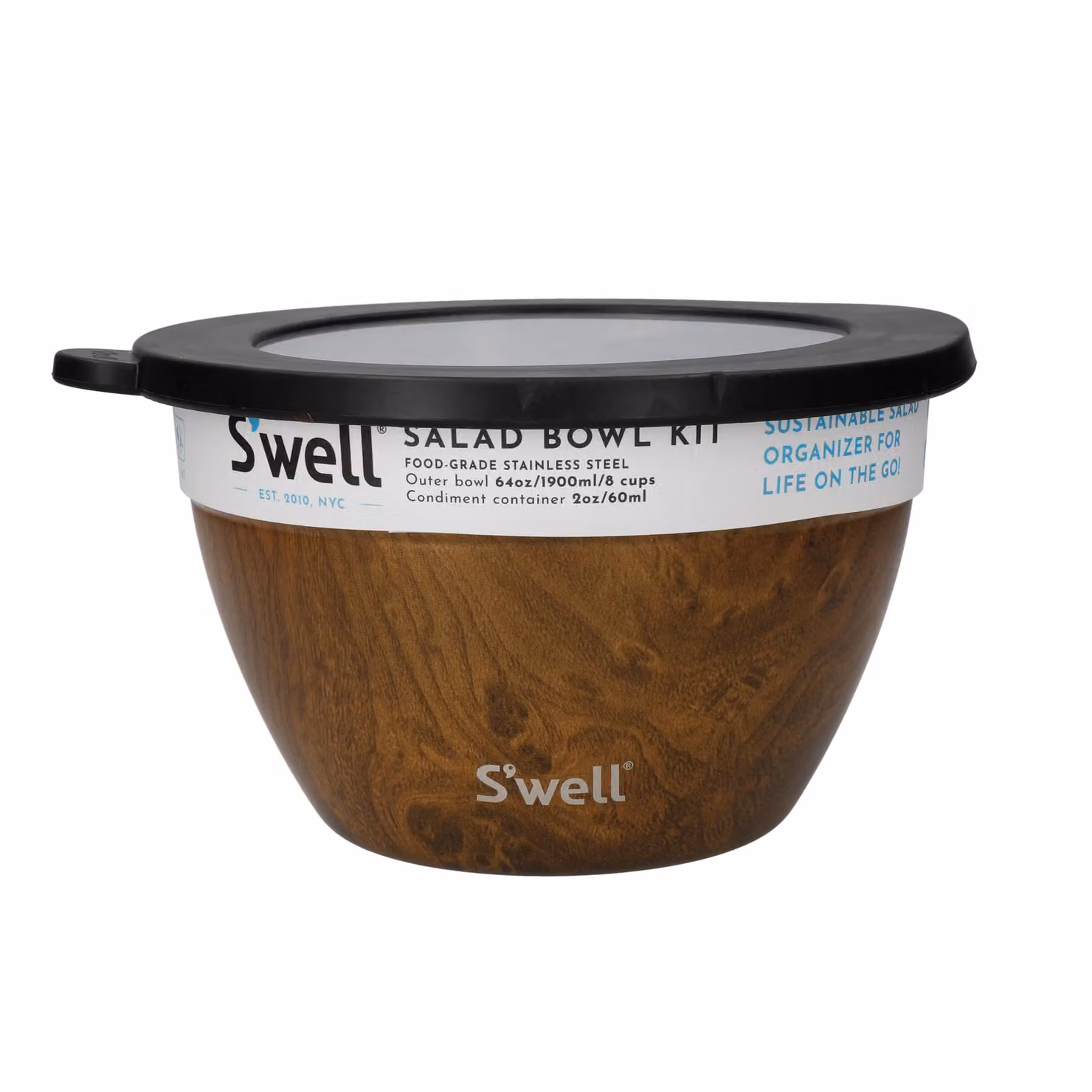 S'well Teakwood Salad Bowl Kit in Brown, 1.9 l – 5