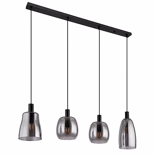 Globo Lighting Bar Pendant Ceiling Light in Black with Transparent Glass Shades, 4x E14, H 120 cm x W 16 cm – 2