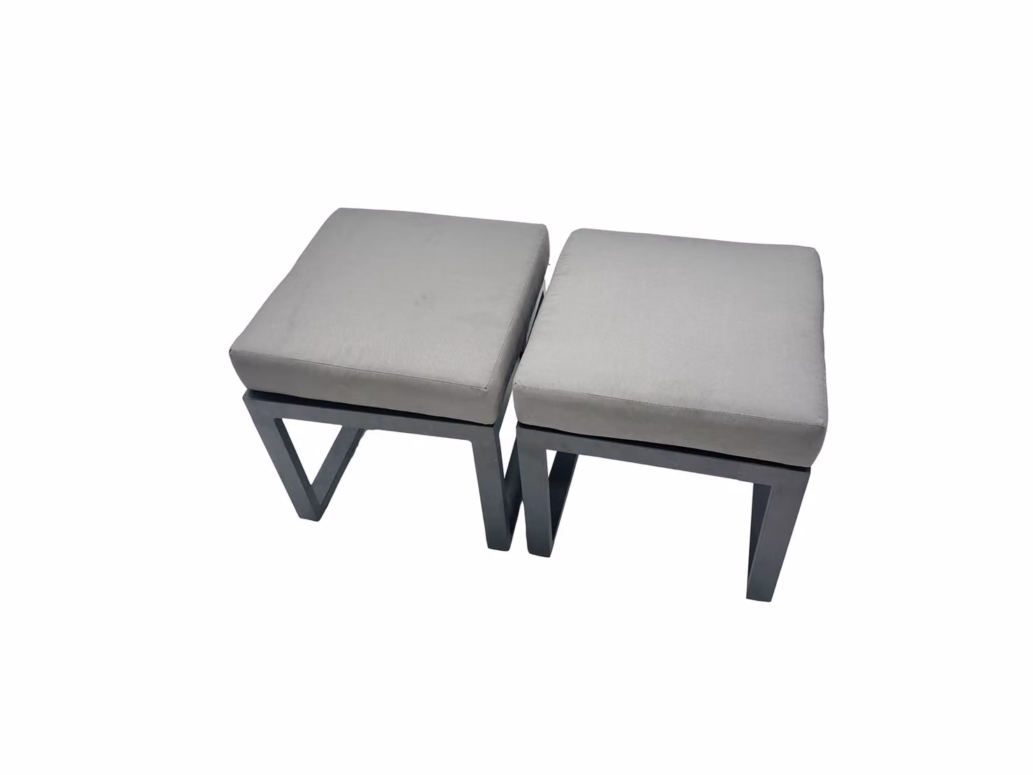 Fimous Set of 2 Aluminium Outdoor Garden Footstools in Dark Grey with Weather-Resistant Cushions – 2