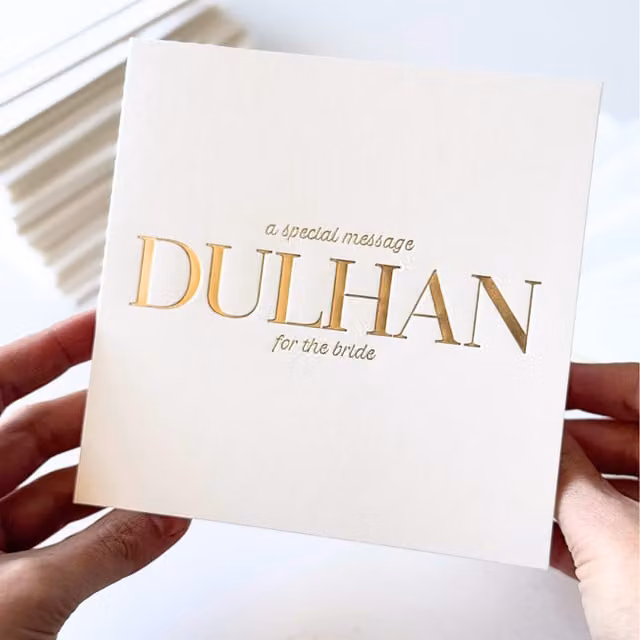 Peacock Supplies Luxury Dulhan Bride Special Message Card in White and Gold