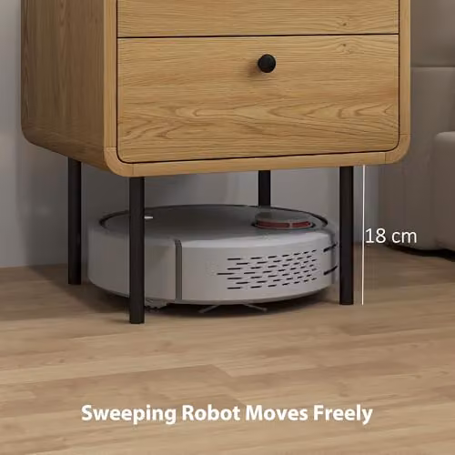 HOMCOM Modern Bedside Table with 2 Drawers in Oak – 3