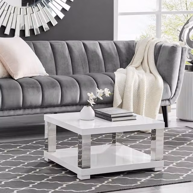 FurnitureboxUK Anzio Square High Gloss Coffee Table in White