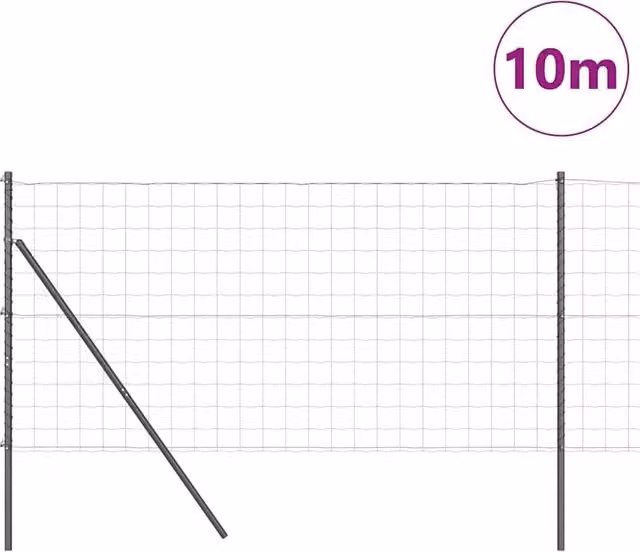 Berkfield Home Modern Euro Fence with 7 Posts, Galvanised Steel, Grey, W: 10 m, H: 1 m – 1