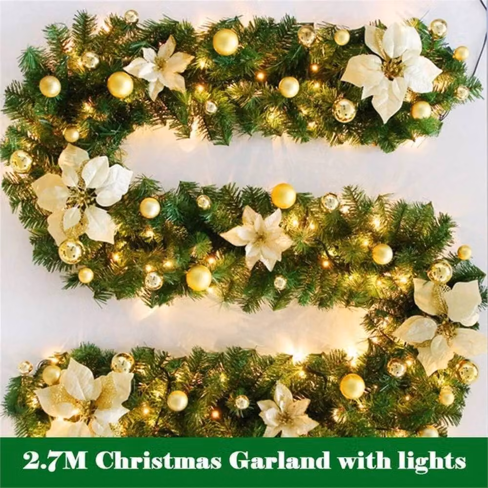 EONLION Green Christmas Garland with Warm White LED Lights, Length: 100 cm – 2