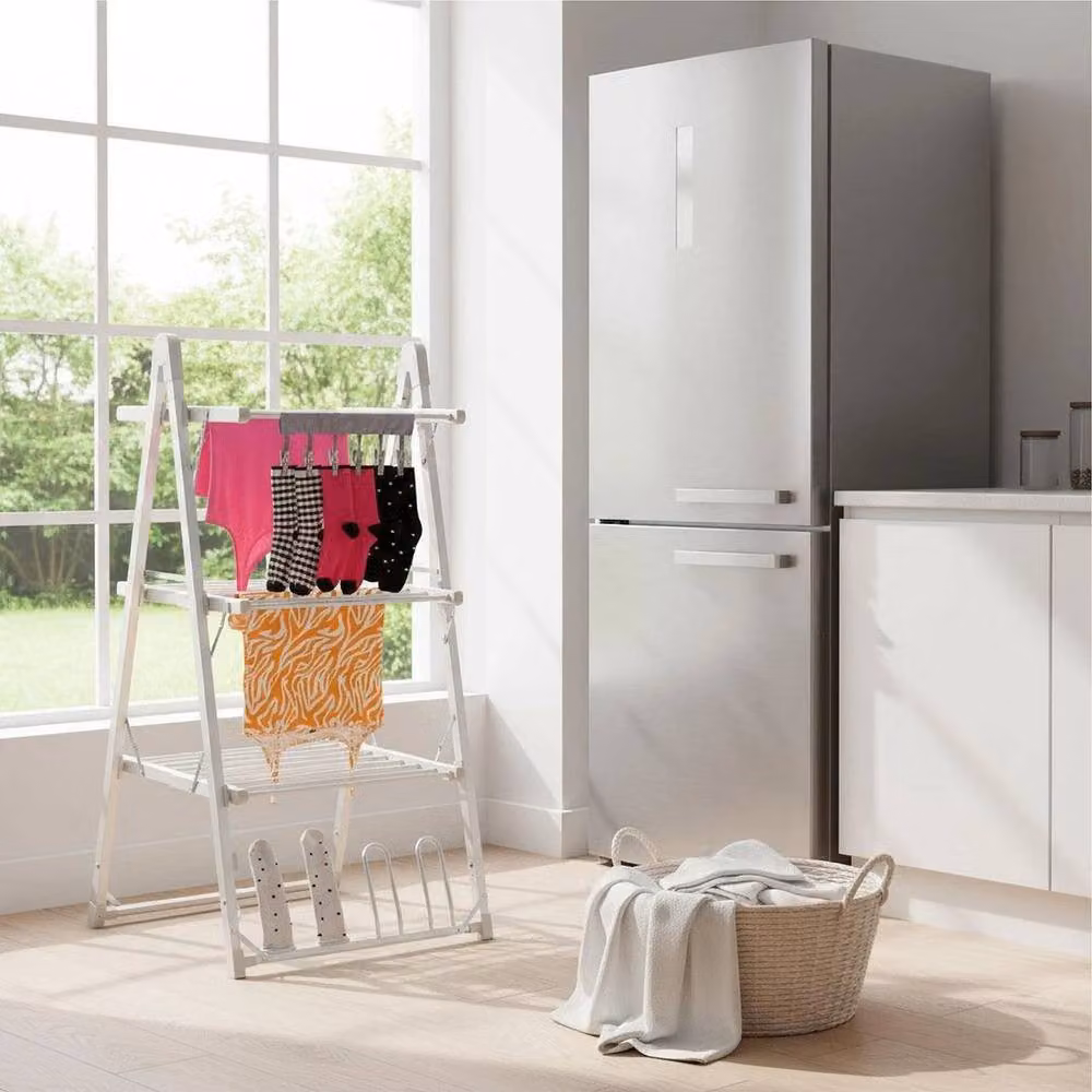 KORVIXA 3 Tier A Frame Heated Clothes Dryer in Silver – 2