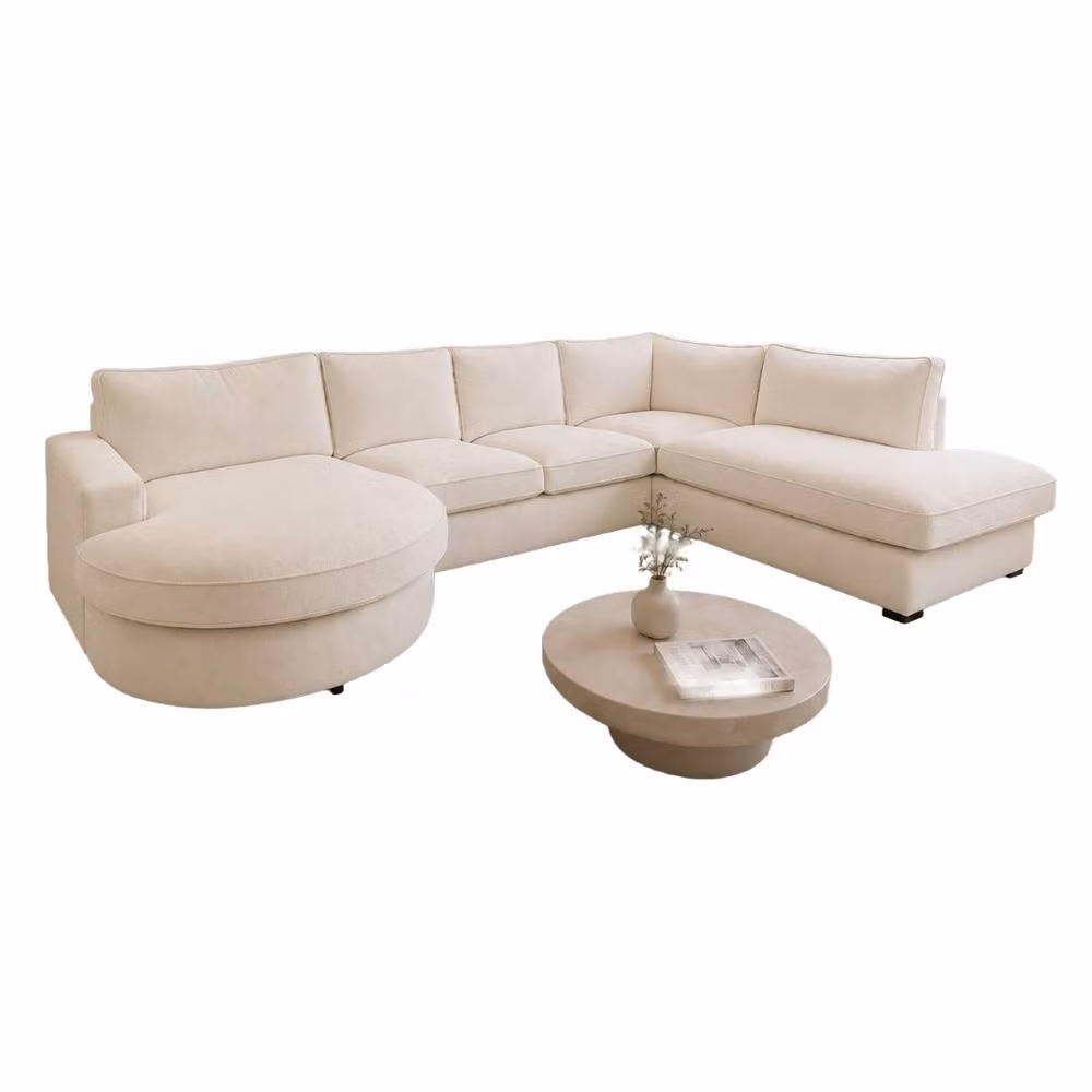 Home & Love Cloud Haven Luxury U-Shape Chaise Corner Sofa in Cream – 2