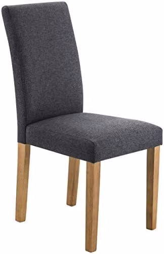 Julian Bowen Hastings Set of 2 Modern Fabric Dining Chairs in Grey with Oak Wood, H 89 x W 43 x D 51 cm