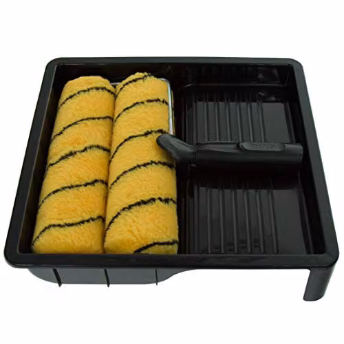 Coral Max Coat 9 Inch Paint Roller Kit with HEADLOCK Frame and Polyester Covers, Yellow, 4 Piece Set – 4