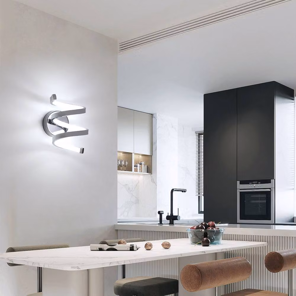 Pheashine Modern LED Wall Lamp in Chrome and Silver with 6500K Cool White Light, Length: 20 cm – 3