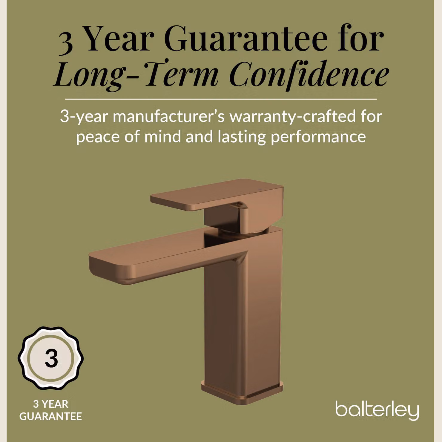 Balterley Square Mono Basin Mixer Tap with Pop Up Waste in Brushed Bronze – 3