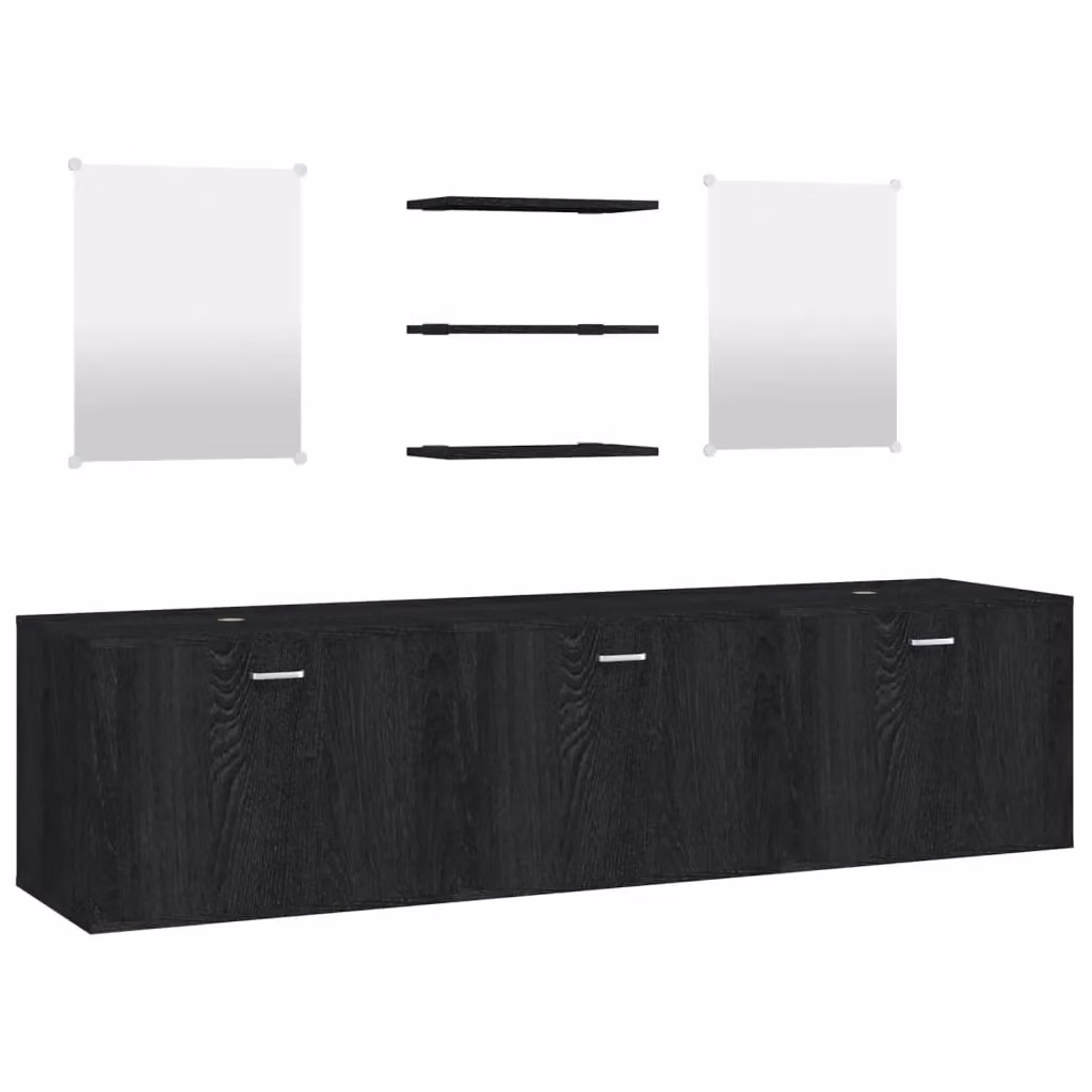 Berkfield Home 6 Piece Modern Black Matt MDF Bathroom Furniture Set – 2