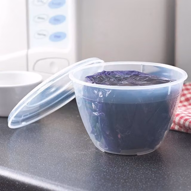 Whitefurze 0.6 l Round Plastic Pudding Steaming Bowl in Transparent and White