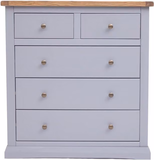 Cabinet Bits Rocca 5 Drawer Chest of Drawers in Grey with Gold Brass Knobs
