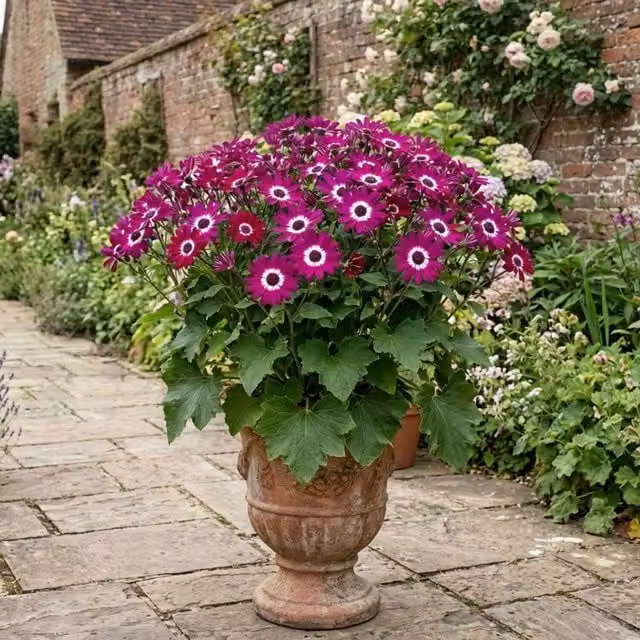 Plants By Post Senetti Magenta Bicolour Potted Bedding Plant, Pink and White