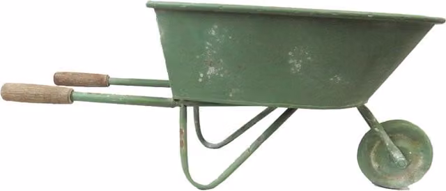 ALLCHIC Shabby Chic Green Metal Wheelbarrow Planter Tub