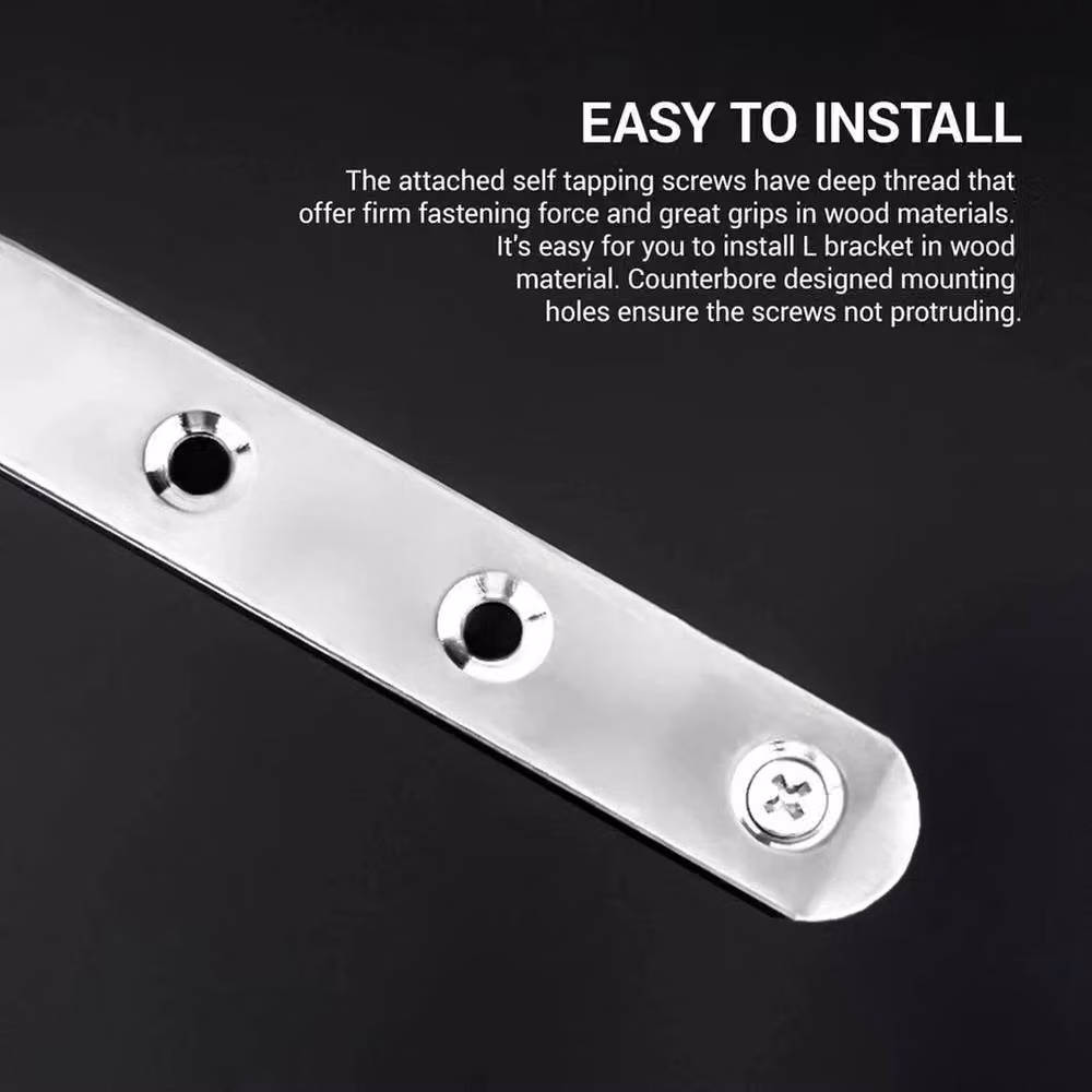NESTLUNE 5-Piece Silver L-Shaped Corner Brackets and Right Angle Braces, Width: 520 mm – 3