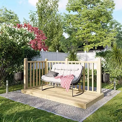 Powersheds Premium Wooden Decking Kit with Hand Rails in Brown and Beige