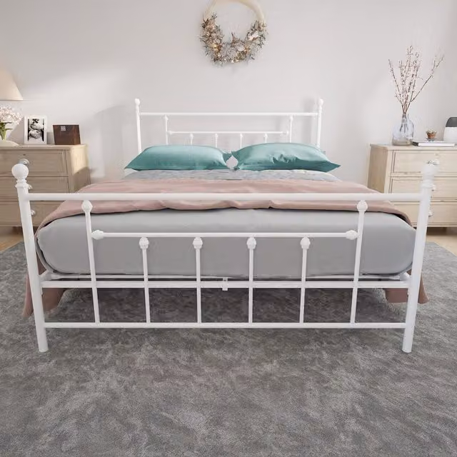 Dorel Home Manila Metal Bed in Bronze and White, W/D/H: 180 x 200 cm